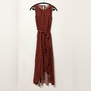 Rust Red Polka Dot Wrap Dress